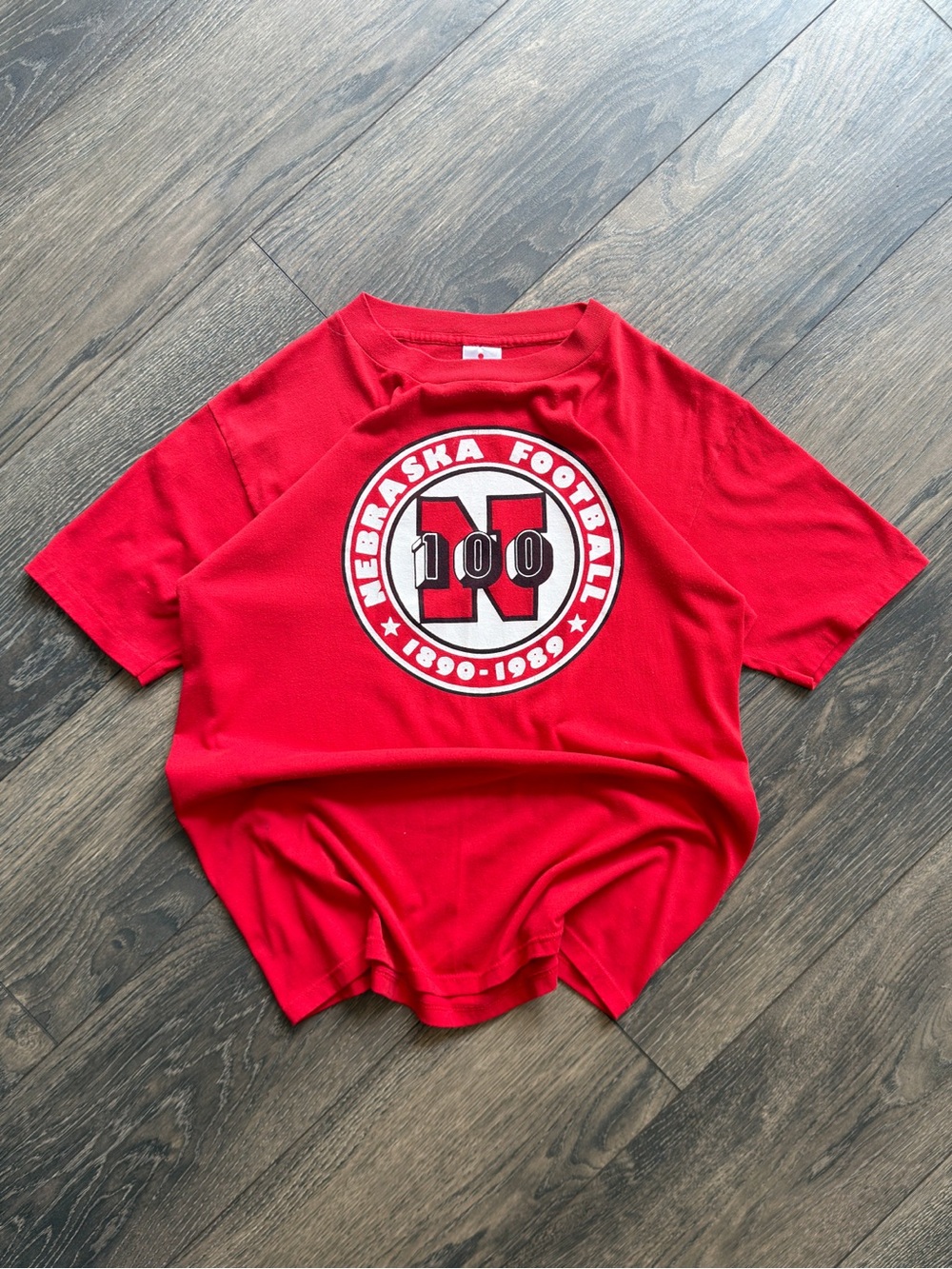 Nebraska Cornhuskers Men’s XL Football 100 Years T-Shirt Single Stitch Vintage